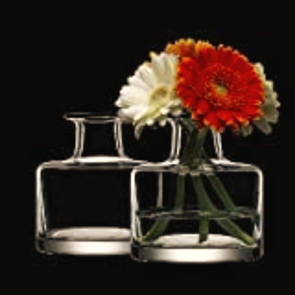 Set Of Two Clear Glass Bud Vases